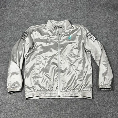 Mercedes AMG Petronas Jacket Mens XL Silver F1 Racing Windbreaker Formula One - Image 1 of 4