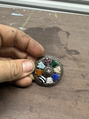 Prendedor/broche de capa escocesa celta MIRACLE de colección tono estaño, colores ágata Foto 1 de 4