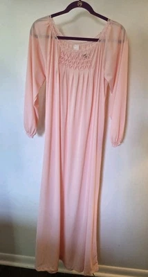 Vintage Sears Pale Pink Peach Satin Night Gown Retro Women's Size Medium/36 - Image 1 of 4
