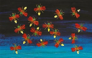 Postcard Eric Carle - Fireflies - Illus for "The Very Lonely Firefly" 1995 MINT - Picture 1 of 1