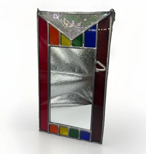 Rainbow Stained Glass Mirror Wall Hanging 11x6 LGBTQ Pride Home Decor - Picture 1 of 11