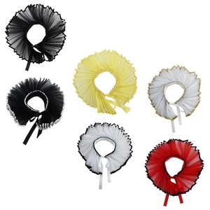 Renaissance Victorian Ruffle Collar Organza Colonial Clown Chokers Neck Collar - Picture 1 of 29