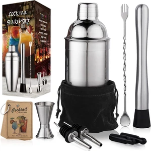 24 Unzen Cocktail Shaker Set Barkeeper Kit von Edelstahl Shaker Rührlöffel - Bild 1 von 12