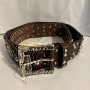 Vintage 80er NANNI Gürtel Made in Italy braun Leder silber Metallschnalle 30-36 - Bild 1 von 10