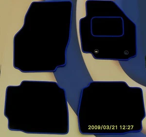 FORD KA 1996 - 2008 QUALITY TUFTED BLACK CAR MATS EDGED IN BLUE - Picture 1 of 2