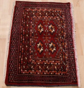 LIVING ROOM DECOR TURKOMAN HAND KNOTTED RECTANGLE RED WOOL 30+ AREA RUG 2X3 - Picture 1 of 3