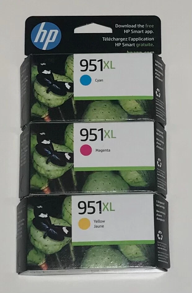 1/2024 HP 951XL Tricolor 3-Pack CR318BN Ink Magenta Yellow & Cyan OEM Genuine