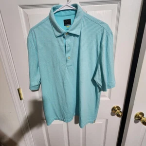 GREG NORMAN PLAY DRY SHORT SLEEVE STRTIPED POLO GOLF SHIRT LARGE - Picture 1 of 8