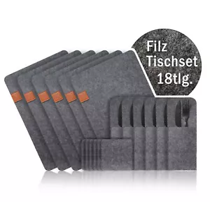 Tischset Filz grau, Platzset abwischbar, 18-teilig, Untersetzer, Platzdeckchen - Bild 1 von 9