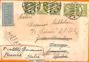 99100 - DÄNEMARK - POSTGESCHICHTE - LUFTPOSTBRIEF nach MORROKCO umgeleitet nach ITALIEN - Bild 1 von 1