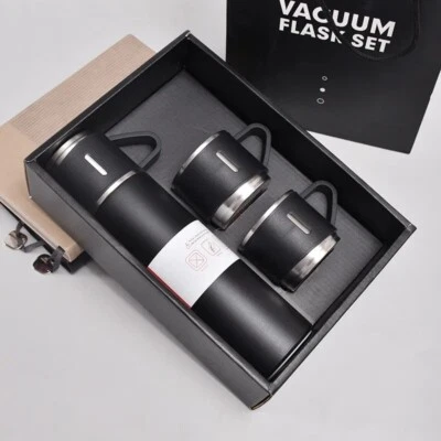 500ML Stainless Steel Vacuum Flask Set Thermo Bottle for Hot & Cold Drinks UK .