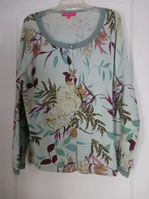 Cárdigan suéter floral azul claro Charlotte Tarantola talla L Foto 1 de 4