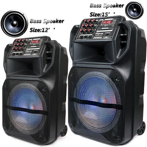 Haut-parleur Bluetooth portable 12" 15" 5000W subwoofer son lourd système de sonorisation FM - Photo 1 sur 12