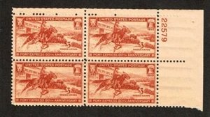 1940 U.S. Commemorative 3c PONY EXPRESS Plt#Blk Sc#894 M/NH/OG * Pristine - Picture 1 of 1