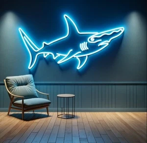Shark hammer  neon sign, shark hammer neon sign, neon hammerhead sign(size 30") - Picture 1 of 3