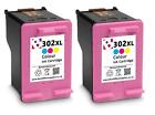 2 x 302XL Colour  Refilled Ink Cartridges For HP Officejet 3832 Printers