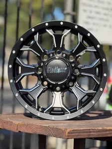 BLACK MACHINED ALUMINUM 16 8 LUG TRAILER WHEELS RIMS 16X6 8X6.5 8X165.1 - Picture 1 of 8