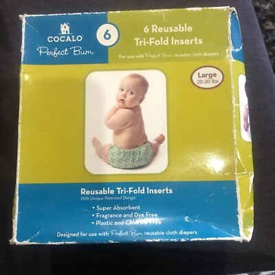 Многоразовые тканевые подгузники COCALO Perfect Bum тройные вставки 6 шт. БОЛЬШИЕ 20-30 фунтов - Изображение 1 из 4
