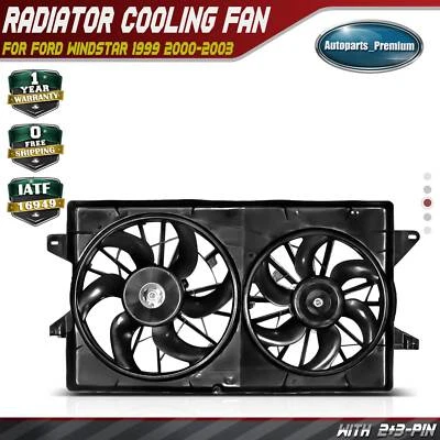 Ventilador de refrigeração de radiador de motor duplo com conjunto de cobertura para Ford Windstar 1999-2003 - Imagem 1 de 4