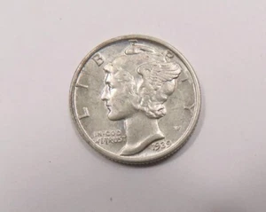 WWII USA United States Silver 10 Cts Mercury Dime 1939 S San Francisco Mint UNC - Picture 1 of 2