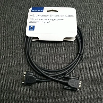 Insignia 6ft VGA Monitor TV PC Extension Cable Cord Plug Male to Female - Image 1 of 3