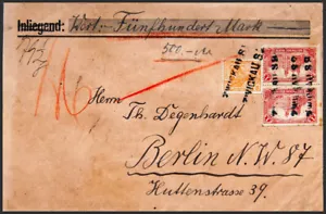 Alemania. SOBRE Yvert 112(2), 120. 1921. 1 m rojo, dos sellos y 10 p naranja. V - Imagen 1 de 2