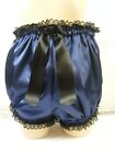 SISSY ADULT BABY NAVY BLUE SATIN DIAPER COVER PANTIES  lining OPTION