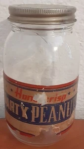 Vintage Honeycrisp Party Peanuts glass jar lid advertising 7.5oz mason jar style - Picture 1 of 10