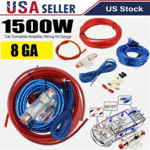 Car Audio Cable Kit Amp Amplifier Install RCA Subwoofer Sub Wiring 1500W 8 Gauge - Picture 1 of 11