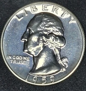 1959 Proof Washington Quarter 90% Silver BU  - Picture 1 of 2