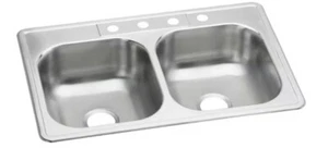 Glacier Bay - 33 in. Drop in Double Bowl 22 Gauge Stainless Steel Kitchen Sink - Picture 1 of 4