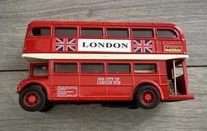 London Red Double Decker Bus Pull Back and Go | Toy Red Bus Vehicle Die Cast Mod - Picture 1 of 4