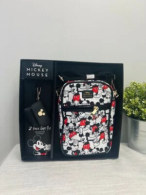 Nuevo Disney Mickey Mouse Bandolera Bolso Set de Regalo 2 Piezas Disneyland Imprescindible Nuevo Foto 1 de 4