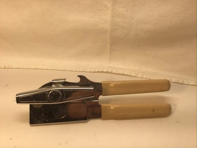 Swing Away Can Opener Bottle Opener Beige Grips Vintage Kitchen Tool USA - Image 1 of 4