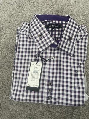 Bogosse Men’s Dress Shirt  100% cotton XL (size 5) Purple Checkered - Image 1 of 2