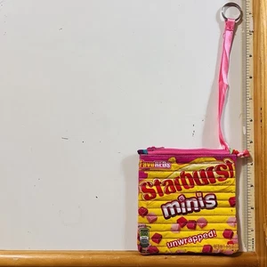 Recycled Starburst Minis Reds Candy Plastic Wrapper Zipper Clutch Purse Lined - Picture 1 of 10