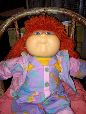 RARE 1988 Red Haired Blue Eyed Cabbage Patch Kid Doll Designer Series Purple - Image 1 of 4