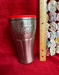 Coca Cola Insulated Cup with Lid Stainless Steel outside Red Plastic Inside - Picture 1 of 8