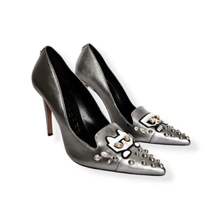 Zapato de salón Karl Lagerfeld Casias cara de gato adornado punta talla 9 Gunmetal - Imagen 1 de 10