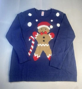 Weihnachtspullover, Lebkuchenmann Urlaub, blau, Damen 18W/20W, 2X - Bild 1 von 8