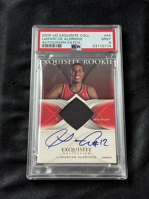 PSA 9 LaMarcus Aldridge 2006-07 UD Exquisite Collection #/99 Rookie Auto   POP 1 - Image 1 of 3