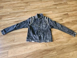 Men’s Amiri Artist Trucker Denim Black Jacket DISTRESSED - Size Medium - Picture 1 of 14