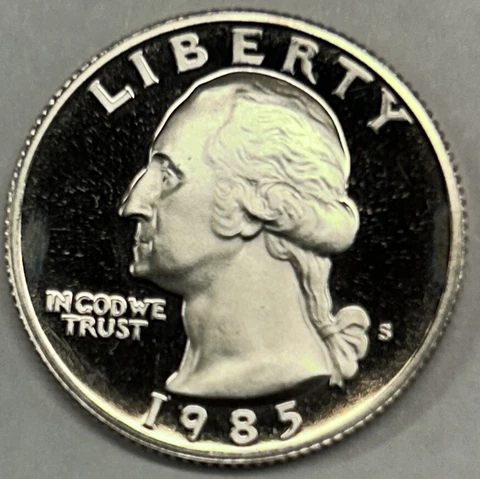 1985 S Proof Washington Quarter From Proof Set With Free Shipping Cover