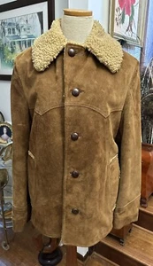 Vintage Lakeland Brown Suede Sherpa Lined Rancher Jacket SZ 38 - Picture 1 of 10