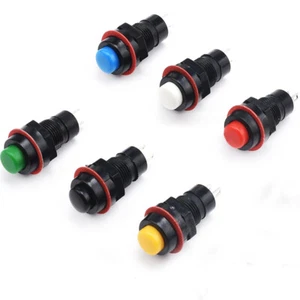 Latching Momentary Switch Push Button 10mm 2A Round White Red Green Yellow Blue - Picture 1 of 8