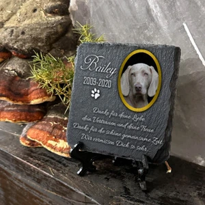 Tiergrabstein Grabstein Gedenktafel Schiefer Stein Gedenkplatte Katze Hund 2024+ - Picture 1 of 17