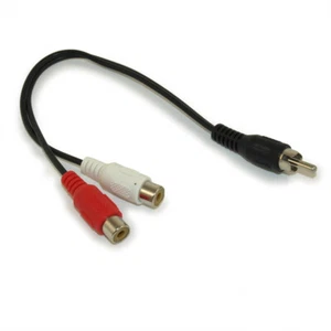 6inch RCA Plug to 2 RCA (1 RCA Male to 2 RCA Female) Adapter Cable - Picture 1 of 2