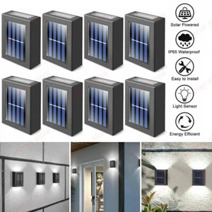 2-10Pcs Solar Powered Up and Down Lights Outdoor Wall Lamp Waterproof Garden - Picture 1 of 16