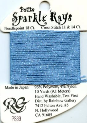 Rainbow Gallery Petite Sparkle Rays PS39 Cornflower Neon Metallic Glow Ribbon - Image 1 of 2