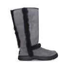 Ugg Sunburst Grey Tall Suede Shearling Winter Womens Boots Size Us 10 Uk 8 New